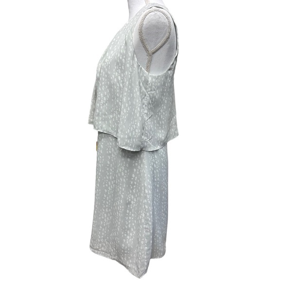Charming Charlie Gray White Dots Chiffon Career Dress Size S Overlay Career Work - Picture 2 of 8